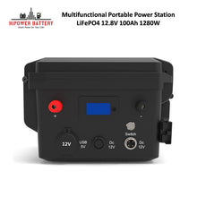 Load image into Gallery viewer, HiPOWER suitcase type portable power station 1280W Lifepo4 battery bank 12.8V 100Ah
